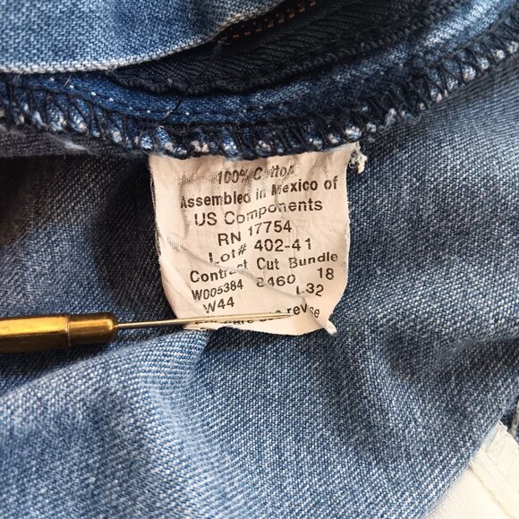 44x32 Vintage Key Denim Carpenter Utility Jeans Relaxed 1990's Mexico Deistresss - Picture 6 of 8